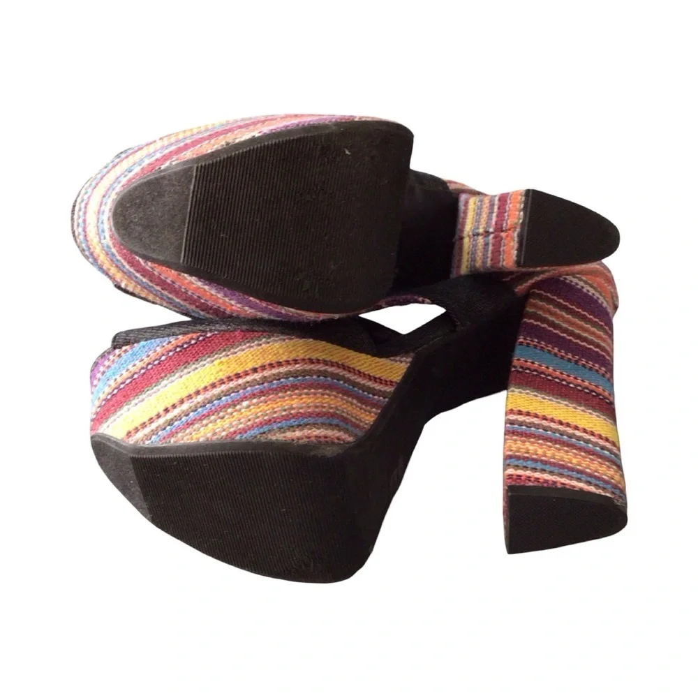 Fahrenheit Multicolor Striped Platform Heels